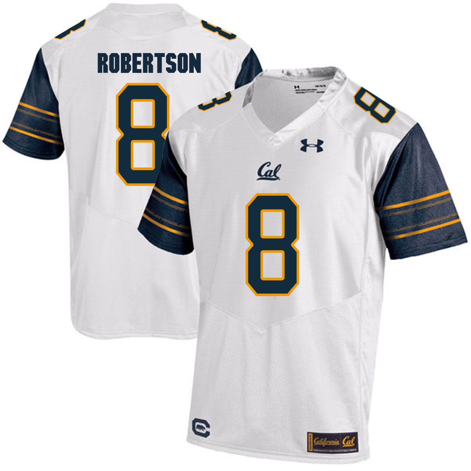 Men California Golden Bears #8 Demetris Robertson White Customized NCAA Jerseys1
